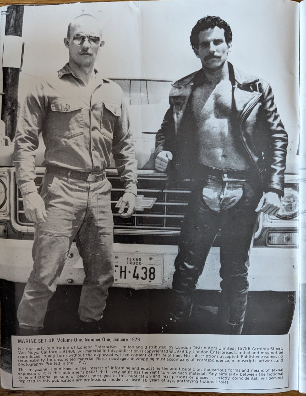Marine Set Up Vol 1 No 1 January 1979 ... US Vintage Gay Cinemagazine 'Photography Taken During Filming' Publication Of London Enterprises Ltd, California.