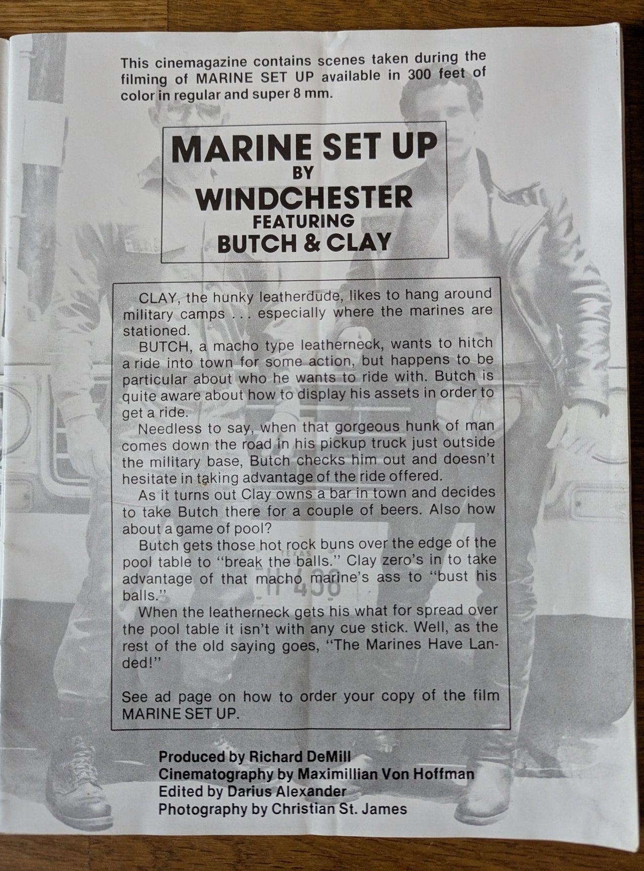 Marine Set Up Vol 1 No 1 January 1979 ... US Vintage Gay Cinemagazine 'Photography Taken During Filming' Publication Of London Enterprises Ltd, California.